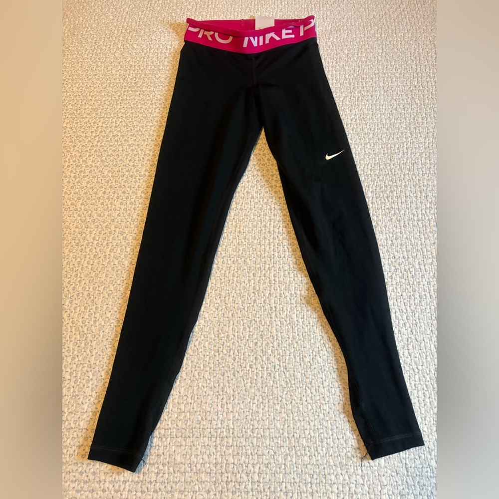 Nike Kids Black and Pink Leggings